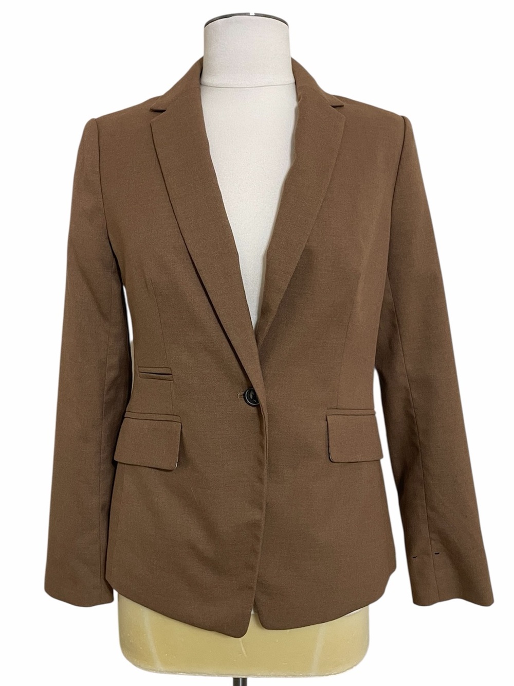 New BANANA REPUBLIC Womens Brown Single Button Tailored Minimalist Blazer Sz 0